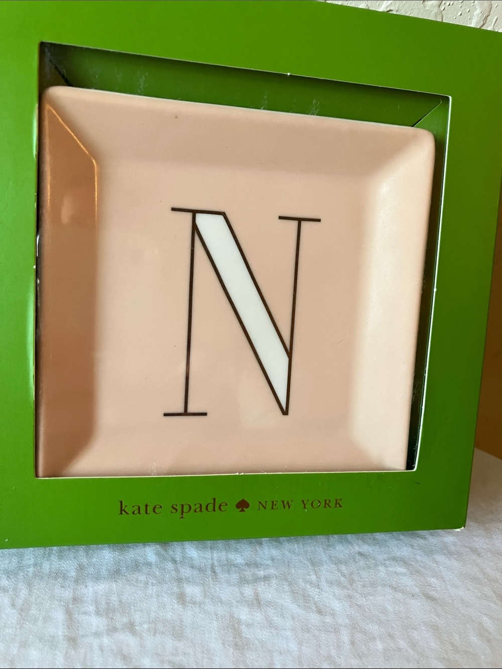 kate spade: Pink “It’s Personal” Initial 'N' Jewelry Trinket Dish- 4”